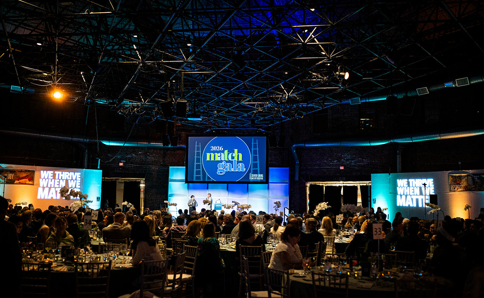 Silver Lining Mentoring community members gathered at the Cyclorama for the 2026 Match Gala.