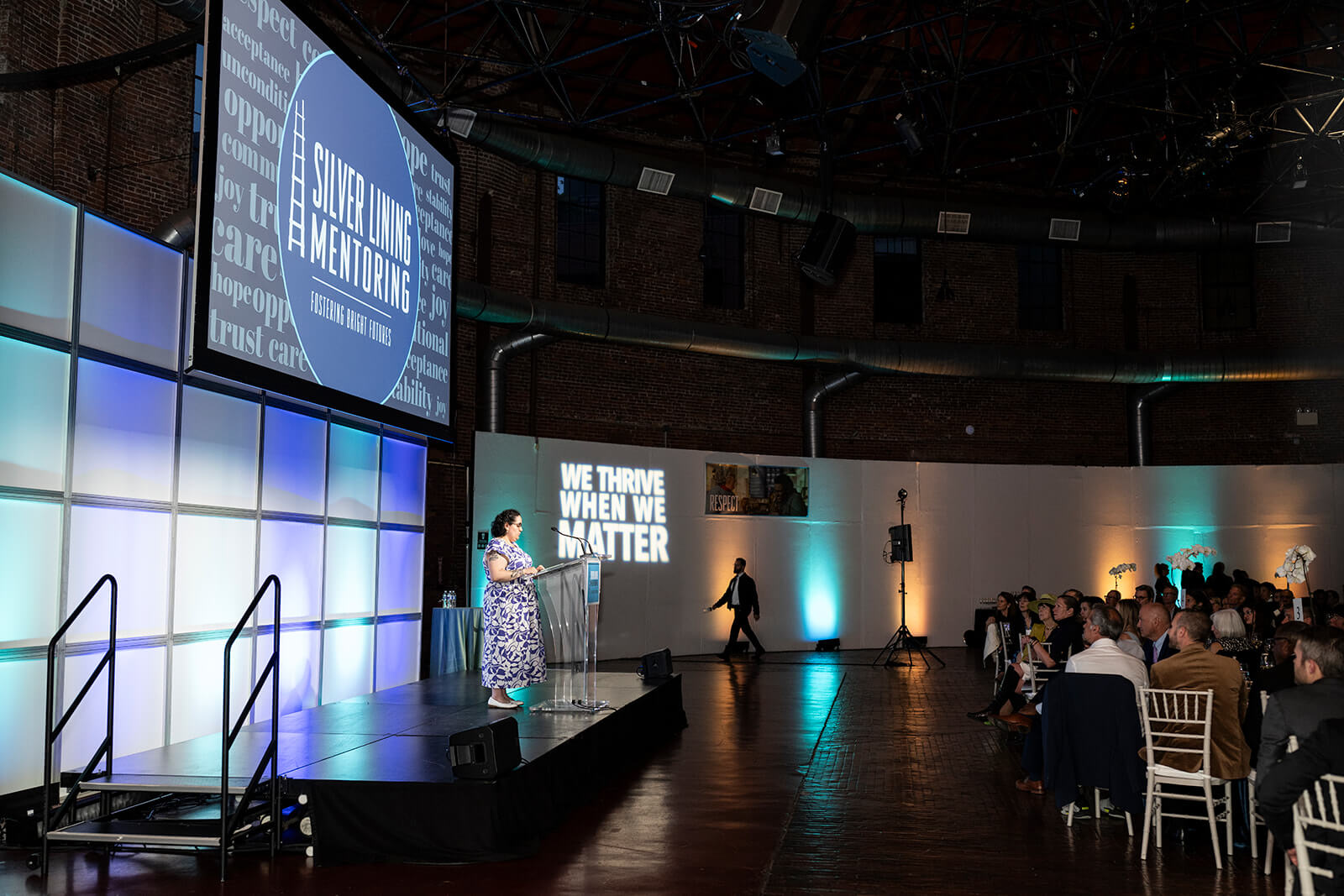 Alyssa delivering her keynote speech